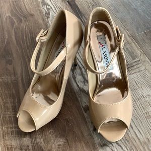 Lasonia nude peep toe stiletto heels